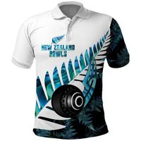 New Zealand Lawn Bowls Custom Polo Shirt Aotearoa Silver Fern Paua Shell LT14 Black - Polynesian Pride