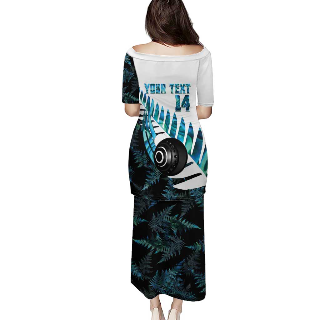 New Zealand Lawn Bowls Custom Puletasi Aotearoa Silver Fern Paua Shell LT14 - Polynesian Pride