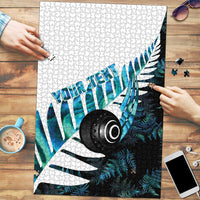 New Zealand Lawn Bowls Custom Puzzle Aotearoa Silver Fern Paua Shell LT14 Black - Polynesian Pride