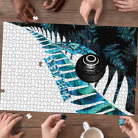 New Zealand Lawn Bowls Custom Puzzle Aotearoa Silver Fern Paua Shell LT14 - Polynesian Pride