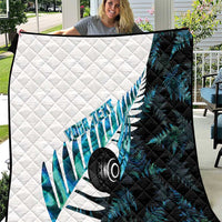 New Zealand Lawn Bowls Custom Quilt Aotearoa Silver Fern Paua Shell LT14 Black - Polynesian Pride