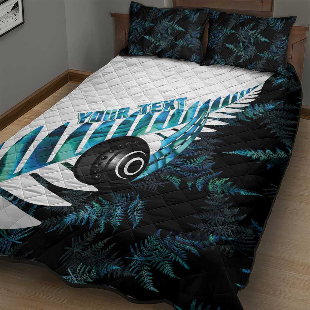 New Zealand Lawn Bowls Custom Quilt Bed Set Aotearoa Silver Fern Paua Shell LT14 - Polynesian Pride