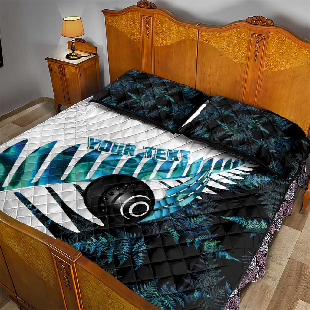 New Zealand Lawn Bowls Custom Quilt Bed Set Aotearoa Silver Fern Paua Shell LT14 - Polynesian Pride