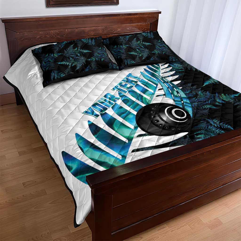 New Zealand Lawn Bowls Custom Quilt Bed Set Aotearoa Silver Fern Paua Shell LT14 - Polynesian Pride