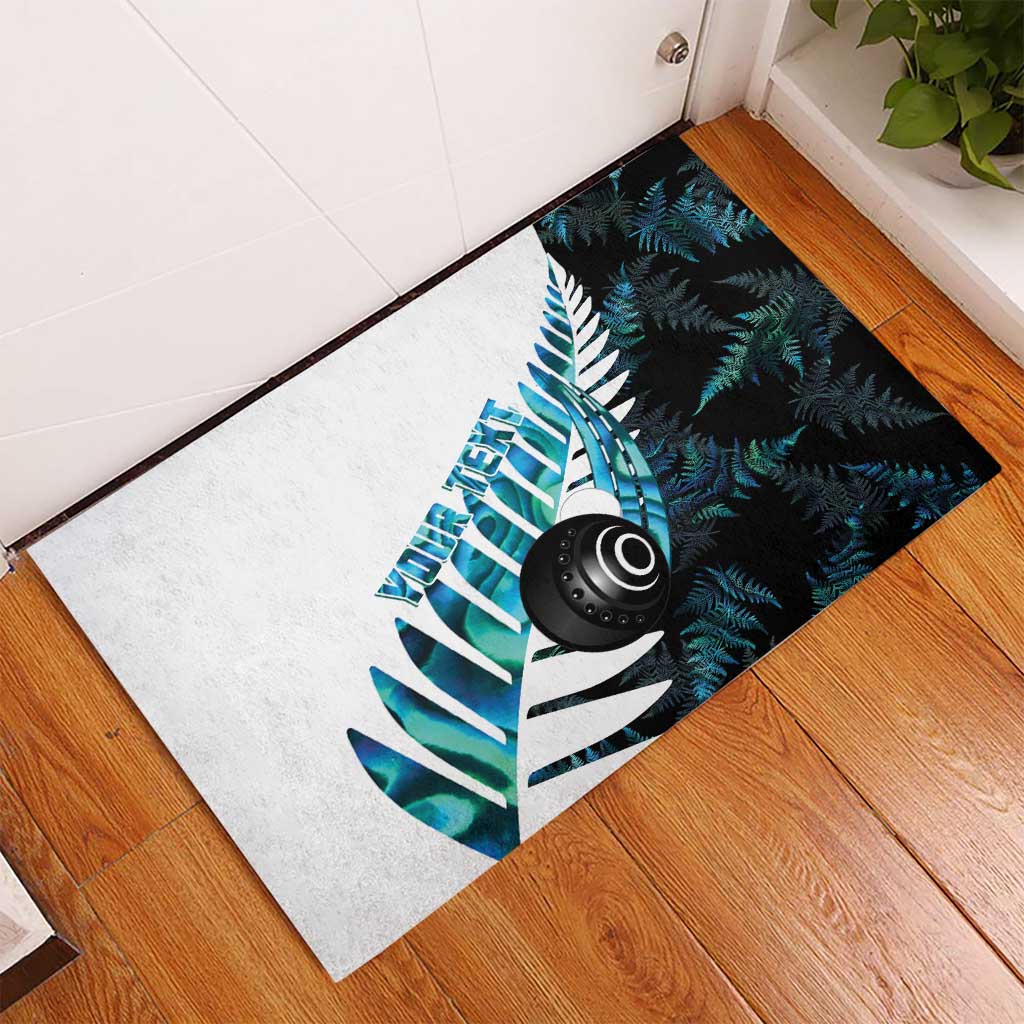 New Zealand Lawn Bowls Custom Rubber Doormat Aotearoa Silver Fern Paua Shell LT14 - Polynesian Pride