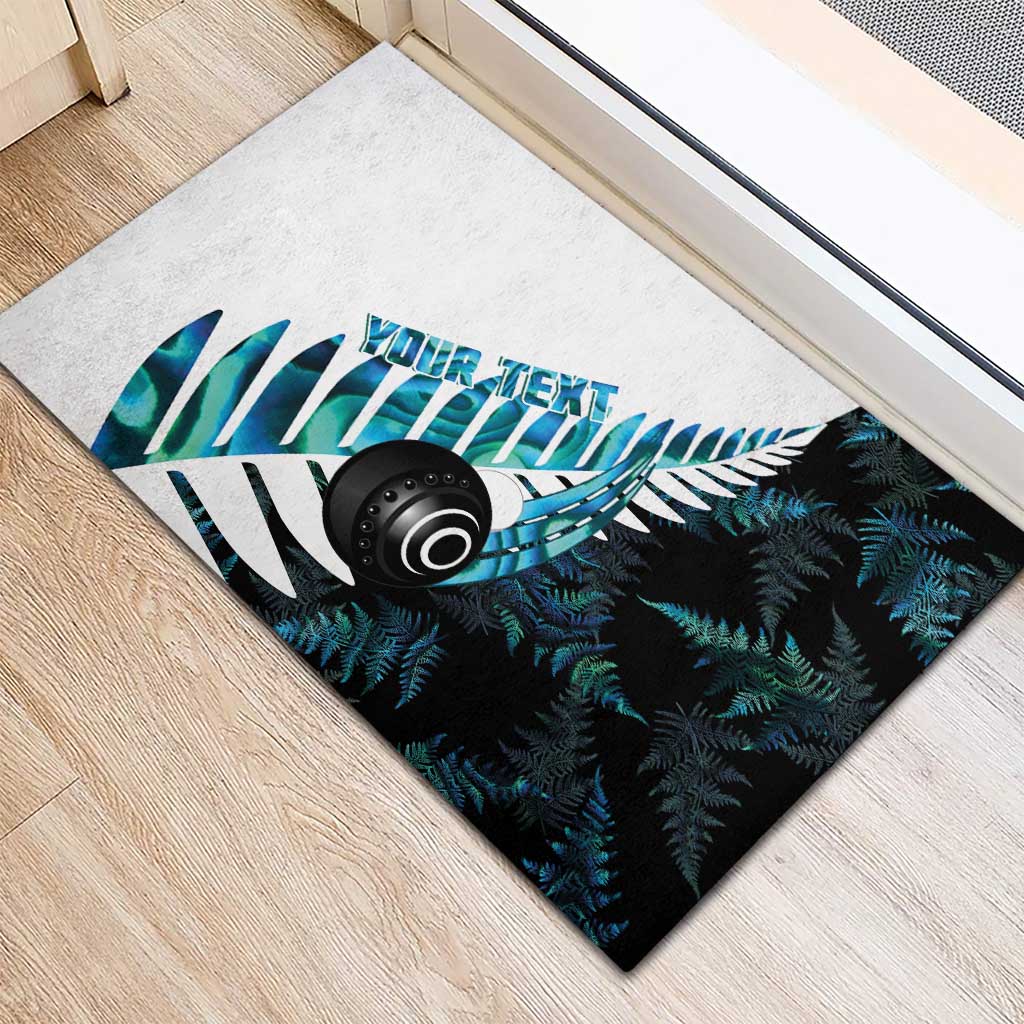 New Zealand Lawn Bowls Custom Rubber Doormat Aotearoa Silver Fern Paua Shell LT14 - Polynesian Pride