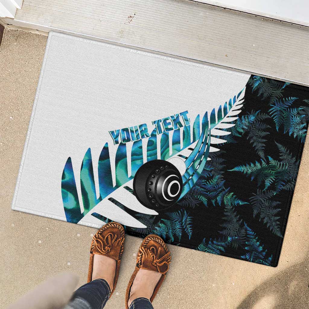 New Zealand Lawn Bowls Custom Rubber Doormat Aotearoa Silver Fern Paua Shell LT14 - Polynesian Pride