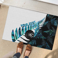 New Zealand Lawn Bowls Custom Rubber Doormat Aotearoa Silver Fern Paua Shell LT14 - Polynesian Pride