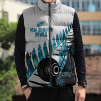 New Zealand Lawn Bowls Custom Sleeveless Puffer Jacket Aotearoa Silver Fern Paua Shell LT14 - Polynesian Pride