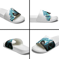 New Zealand Lawn Bowls Custom Slide Sandals Aotearoa Silver Fern Paua Shell LT14 - Polynesian Pride