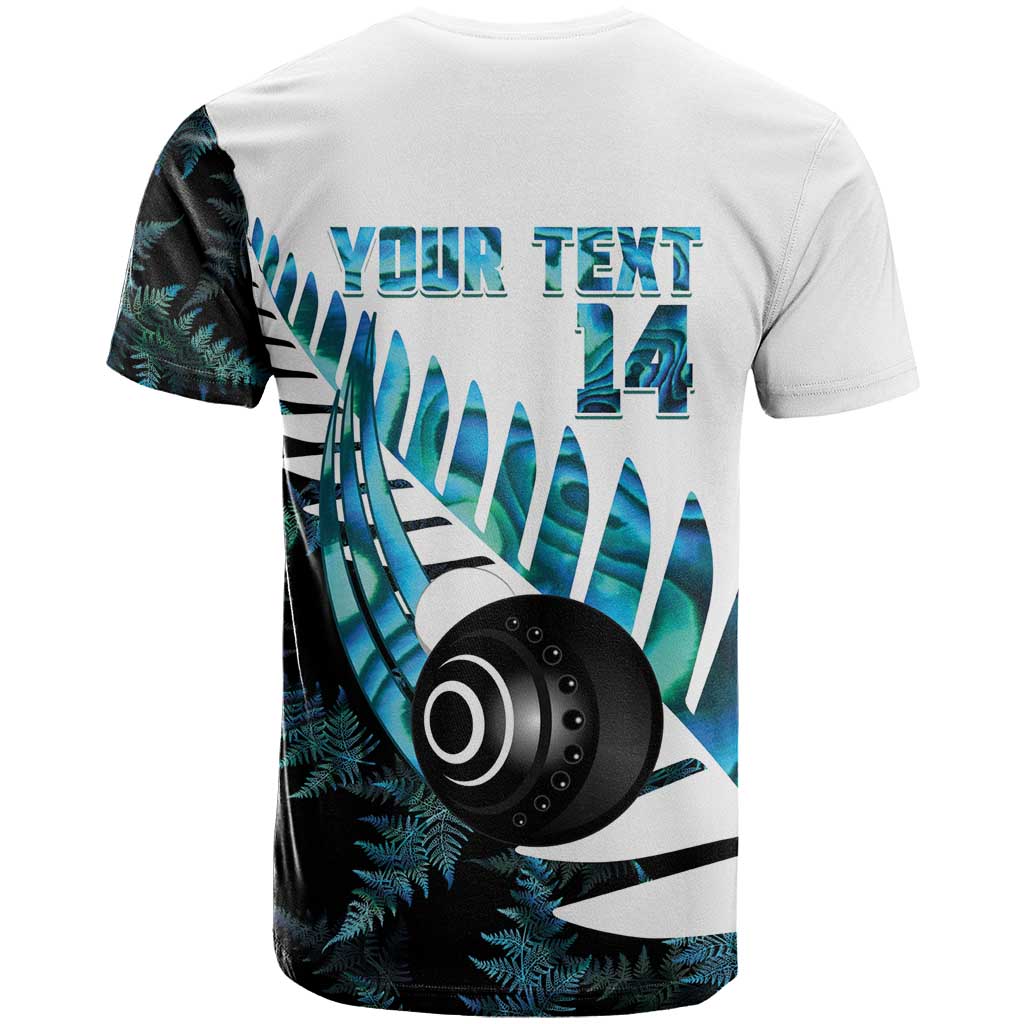 New Zealand Lawn Bowls Custom T Shirt Aotearoa Silver Fern Paua Shell LT14 - Polynesian Pride