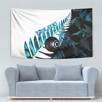 New Zealand Lawn Bowls Custom Tapestry Aotearoa Silver Fern Paua Shell LT14 - Polynesian Pride