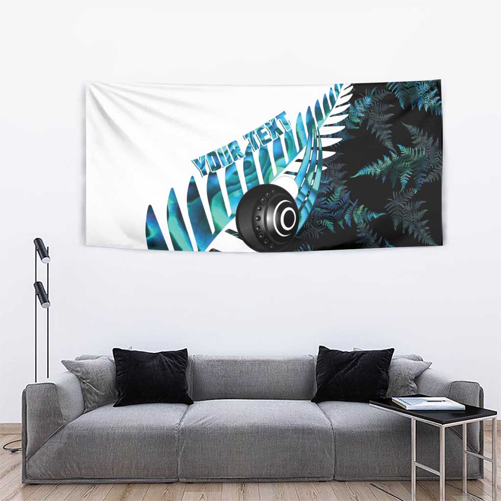 New Zealand Lawn Bowls Custom Tapestry Aotearoa Silver Fern Paua Shell LT14 - Polynesian Pride