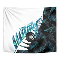 New Zealand Lawn Bowls Custom Tapestry Aotearoa Silver Fern Paua Shell LT14 - Polynesian Pride