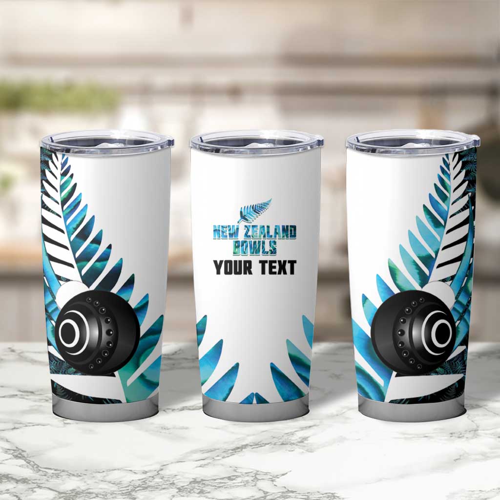 New Zealand Lawn Bowls Custom Tumbler Cup Aotearoa Silver Fern Paua Shell LT14 - Polynesian Pride