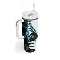 New Zealand Lawn Bowls Custom Tumbler With Handle Aotearoa Silver Fern Paua Shell LT14 - Polynesian Pride