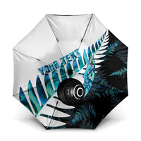 New Zealand Lawn Bowls Custom Umbrella Aotearoa Silver Fern Paua Shell LT14 One Size Folded 11.42 inch Opened Diameter 37.4 inch Black - Polynesian Pride