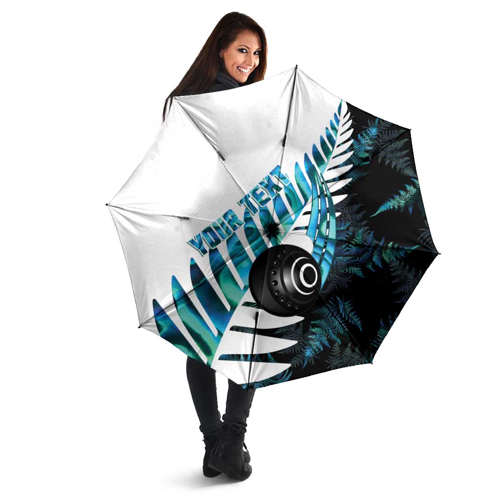 New Zealand Lawn Bowls Custom Umbrella Aotearoa Silver Fern Paua Shell LT14 - Polynesian Pride