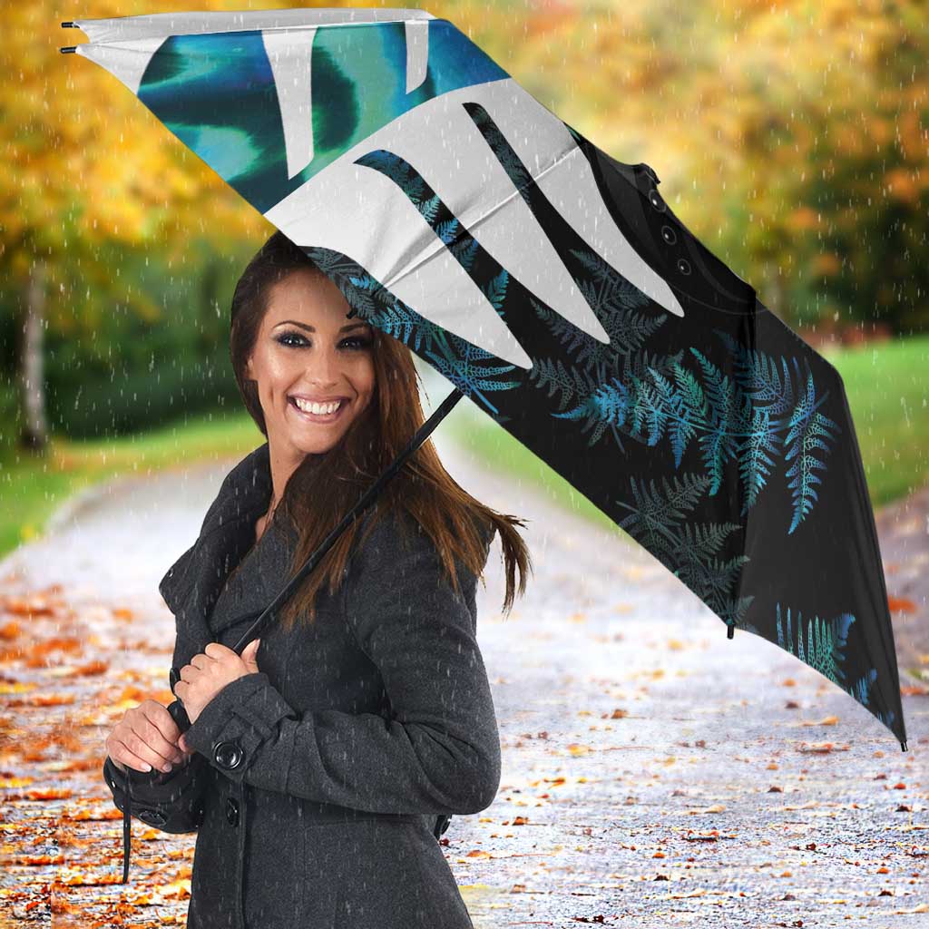 New Zealand Lawn Bowls Custom Umbrella Aotearoa Silver Fern Paua Shell LT14 - Polynesian Pride