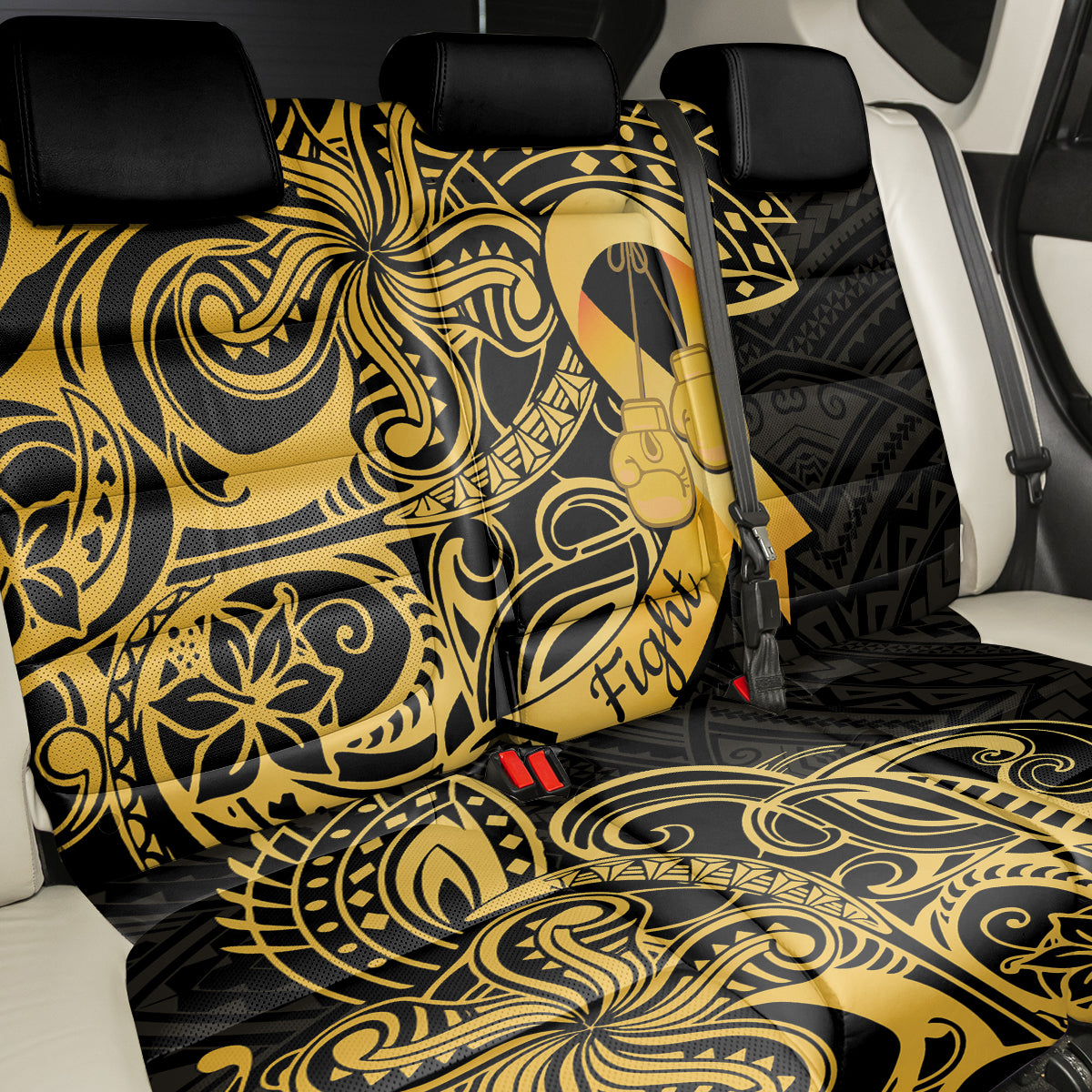 Polynesia Bone Cancer Awareness Back Car Seat Cover Fight Warriors