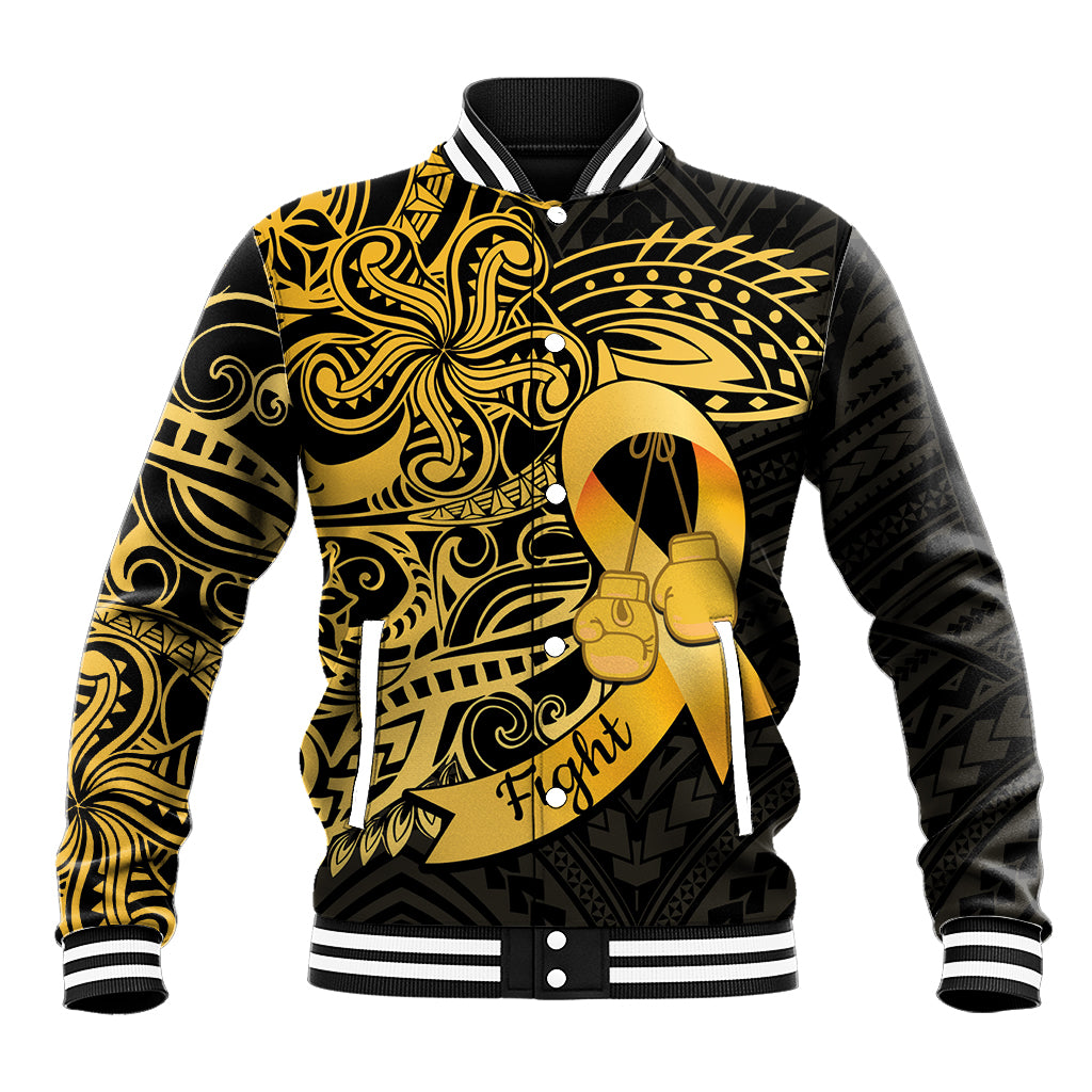 Polynesia Bone Cancer Awareness Baseball Jacket Fight Warriors