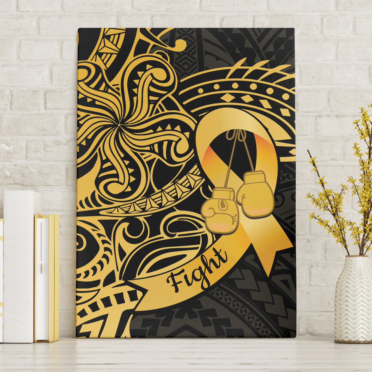 Polynesia Bone Cancer Awareness Canvas Wall Art Fight Warriors
