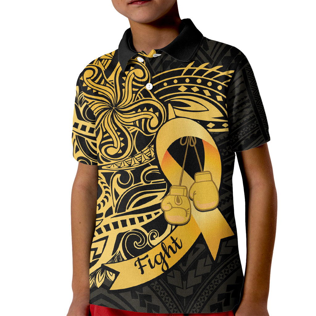 Polynesia Bone Cancer Awareness Kid Polo Shirt Fight Warriors