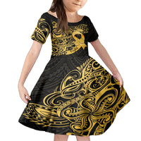 Polynesia Bone Cancer Awareness Kid Short Sleeve Dress Fight Warriors