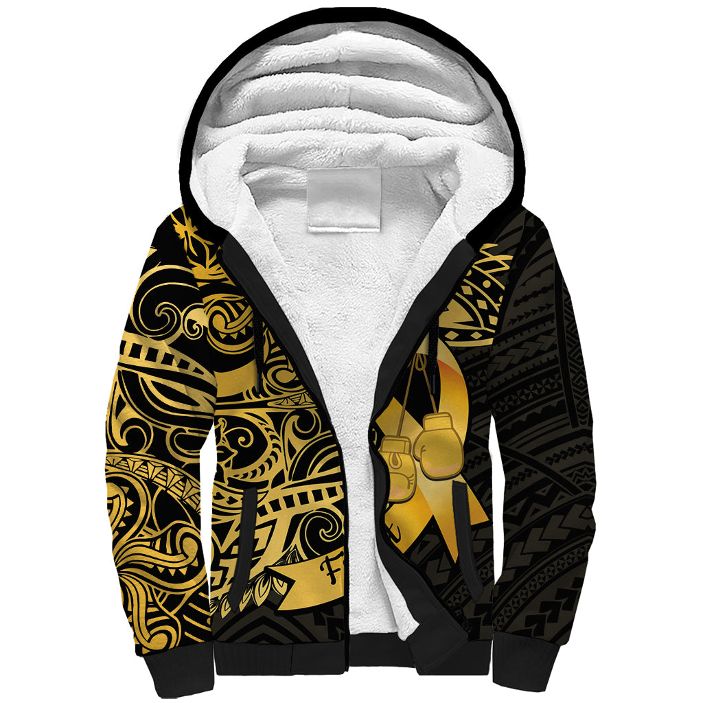 Polynesia Bone Cancer Awareness Sherpa Hoodie Fight Warriors