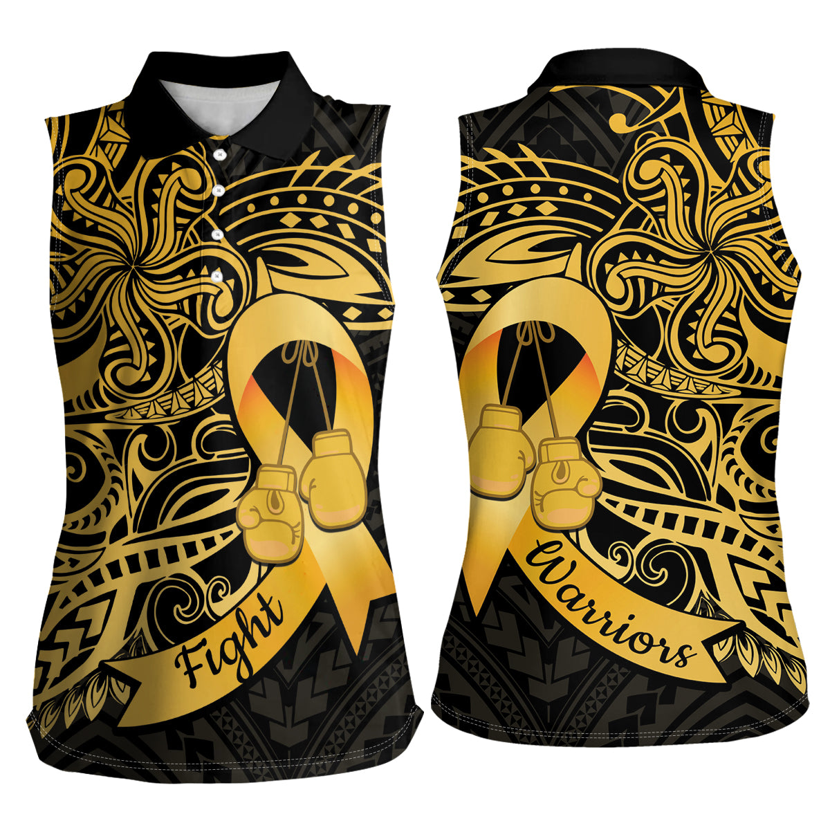 Polynesia Bone Cancer Awareness Women Sleeveless Polo Shirt Fight Warriors
