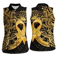 Polynesia Bone Cancer Awareness Women Sleeveless Polo Shirt Fight Warriors