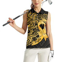 Polynesia Bone Cancer Awareness Women Sleeveless Polo Shirt Fight Warriors