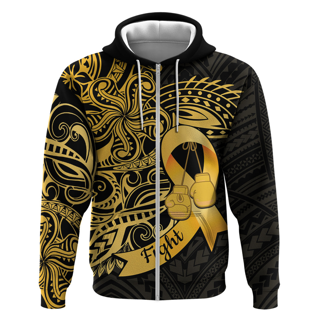 Polynesia Bone Cancer Awareness Zip Hoodie Fight Warriors