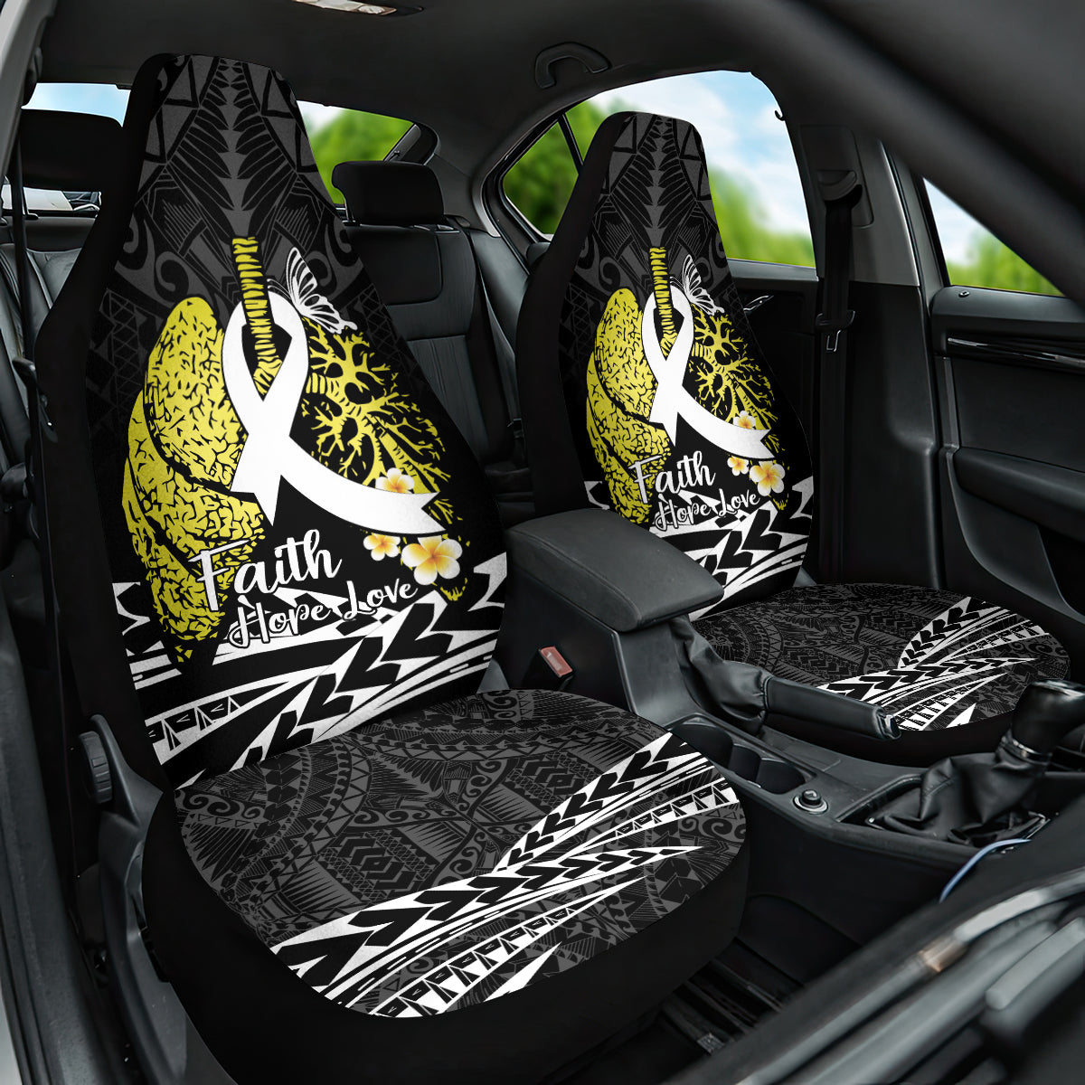 Polynesia World Lung Cancer Day Car Seat Cover Faith Hope Love