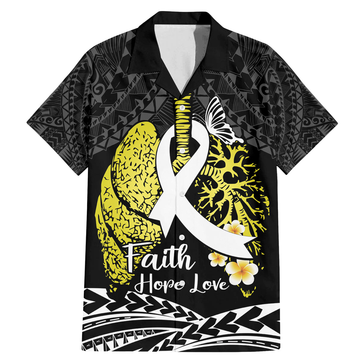 Personalised Polynesia World Lung Cancer Day Family Matching Mermaid Dress and Hawaiian Shirt Faith Hope Love