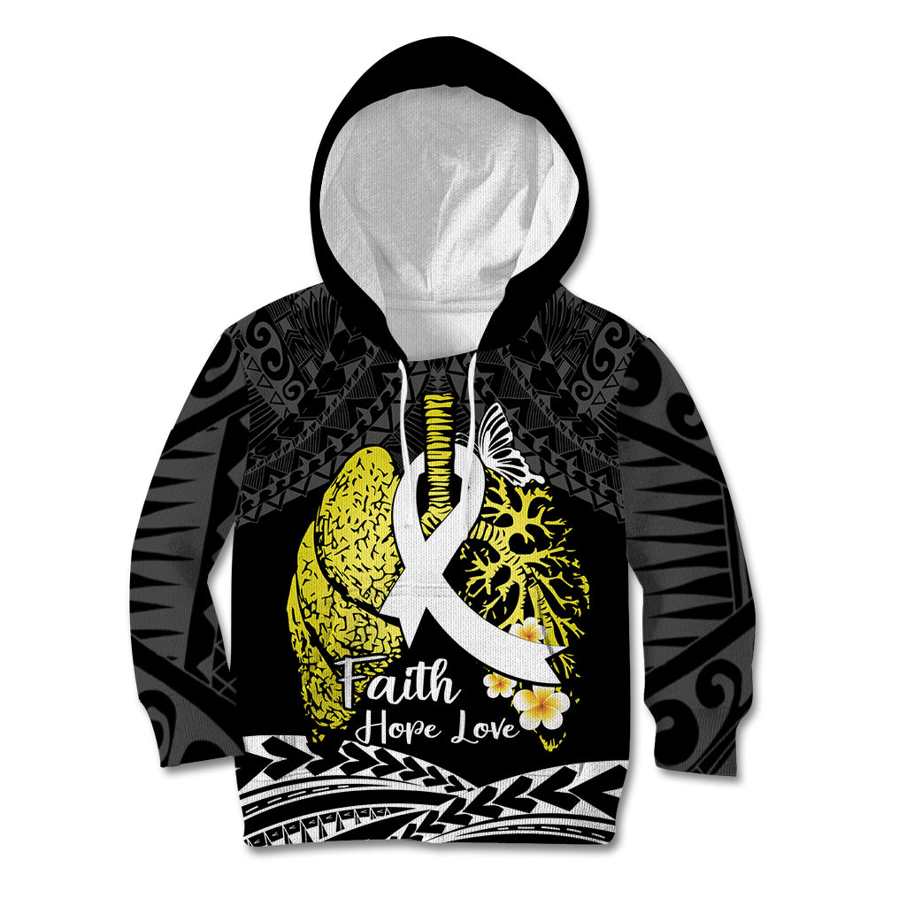 Personalised Polynesia World Lung Cancer Day Kid Hoodie Faith Hope Love LT14 Hoodie Black - Polynesian Pride