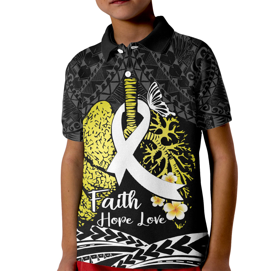 Personalised Polynesia World Lung Cancer Day Kid Polo Shirt Faith Hope Love