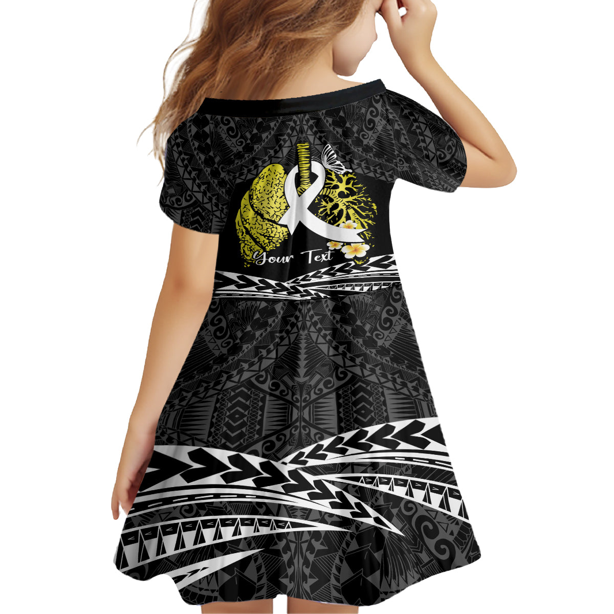 Personalised Polynesia World Lung Cancer Day Kid Short Sleeve Dress Faith Hope Love