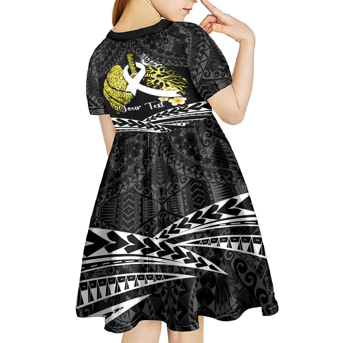 Personalised Polynesia World Lung Cancer Day Kid Short Sleeve Dress Faith Hope Love