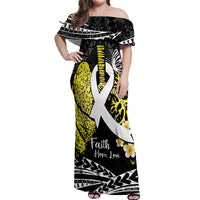 Personalised Polynesia World Lung Cancer Day Off Shoulder Maxi Dress Faith Hope Love