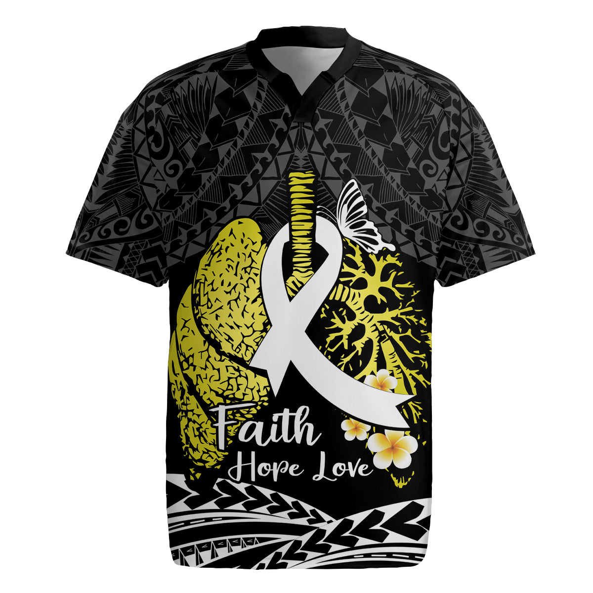 Personalised Polynesia World Lung Cancer Day Rugby Jersey Faith Hope Love