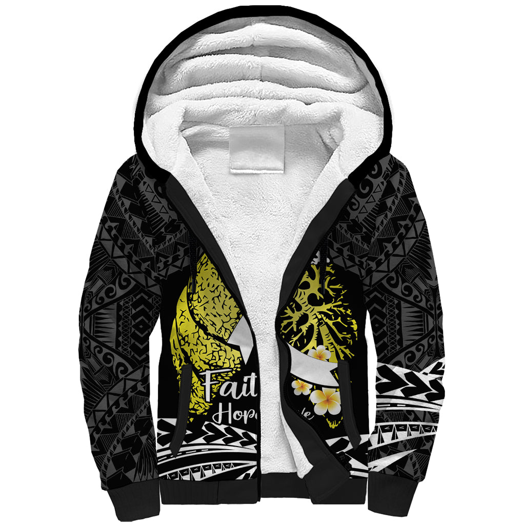 Personalised Polynesia World Lung Cancer Day Sherpa Hoodie Faith Hope Love