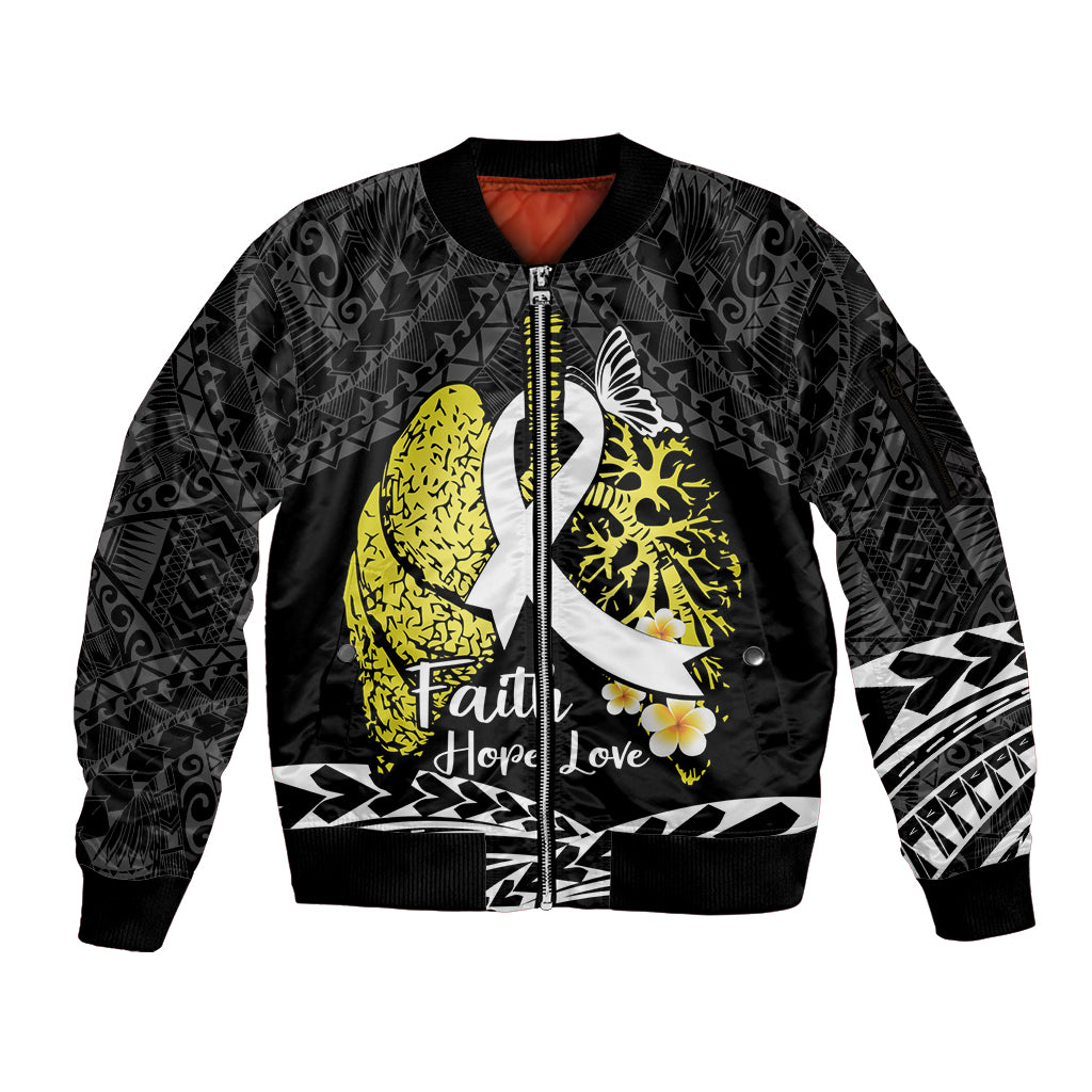 Personalised Polynesia World Lung Cancer Day Sleeve Zip Bomber Jacket Faith Hope Love