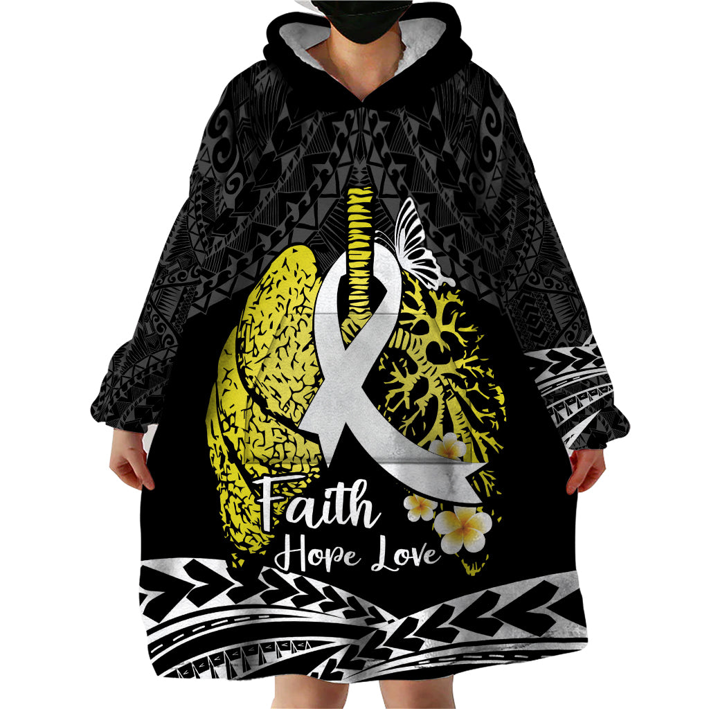 Personalised Polynesia World Lung Cancer Day Wearable Blanket Hoodie Faith Hope Love