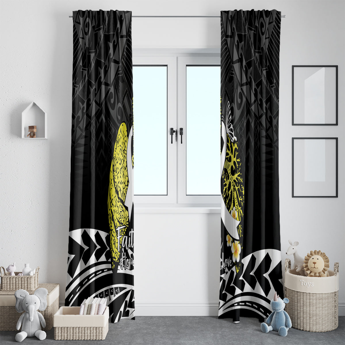 Polynesia World Lung Cancer Day Window Curtain Faith Hope Love