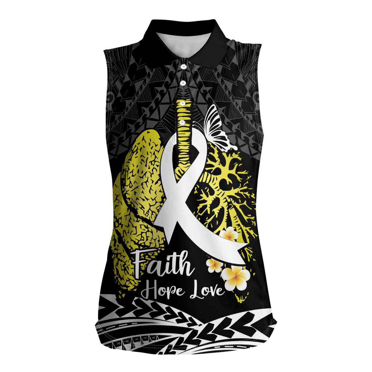 Personalised Polynesia World Lung Cancer Day Women Sleeveless Polo Shirt Faith Hope Love