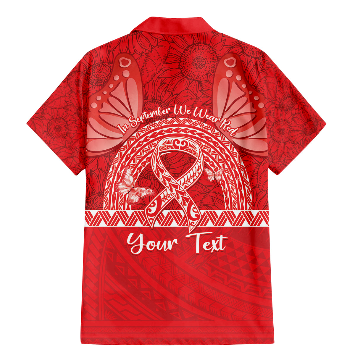 Personalised In September We Wear Red Family Matching Mermaid Dress and Hawaiian Shirt Polynesia Blood Cancer Awareness