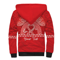 Personalised In September We Wear Red Sherpa Hoodie Polynesia Blood Cancer Awareness