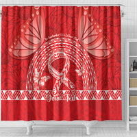 Personalised In September We Wear Red Shower Curtain Polynesia Blood Cancer Awareness