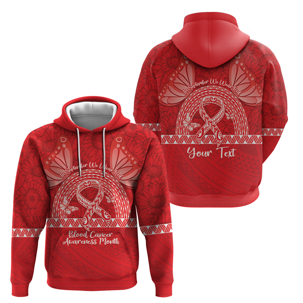 Personalised In September We Wear Red Zip Hoodie Polynesia Blood Cancer Awareness